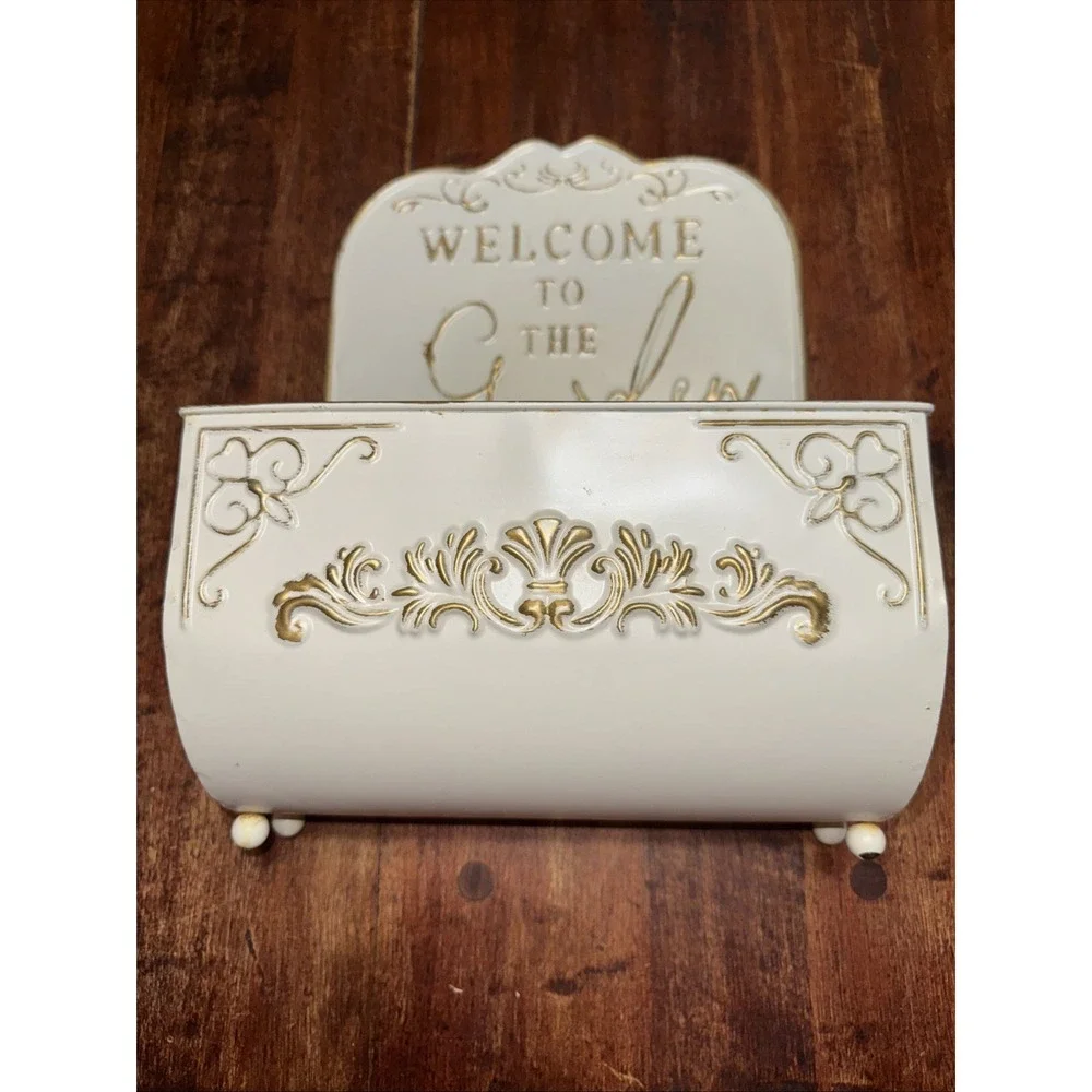 Vintage Garden Wall Flowerpot Farmhouse Style Pot‎ Flower Plantar Metal Embossed